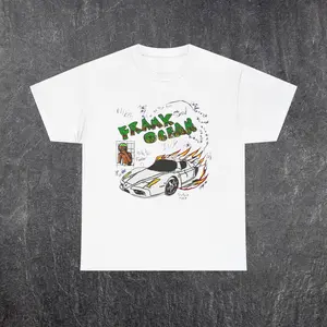 Frank Ocean White Ferrari Graphic Tee - Oversized Cotton Shirt, Classic Retro Style, Vintage-Inspired Design