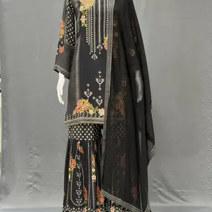 Garara 3-Piece Pure Crepe Silk Fabric Set