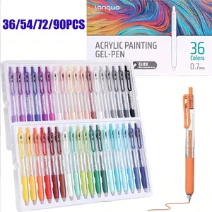 Languo 90pcs Press-Type Gel Pens Set, 0.7mm Fine Tip, Smooth Writing & Coloring, Rich Colors, Large Capacity Ink, Ideal for Diary, Notes, Cards