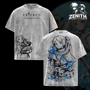 Frieren Beyond Journey’s End T-Shirt – Frieren Anime Graphic Tee, Season 2 Anticipation Design, Vintage Washed Oversized Shirt, Soft Heavy Cotton Streetwear, Unisex Gift for Frieren Fans