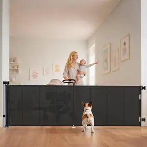 120 inch Retractable Baby Gates 34 inch Tall, Retractable Gate with Reinced Strip Design to Prevent Crawling Through, 10 FT Extra Wide Retractable Dog Gate  Indoor/Outdoor