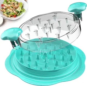 Chicken Shredder Large Chicken Breast Shredder Tool Twist with Brush&Fork, Visible Meat Shredder Machine, Anti-Slip Strip, Ergonomic Handle, BPA Free, Pork Beef Chicken(Mint Green) Kitchen Utensils