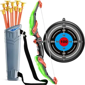 Bow and Arrow Set for Kids - Archery Toy Set - LED Light Up with Suction Cup Arrows, Target & Quiver, Indoor and Outdoor Toys for Children Boys Girls