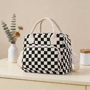 11L Large Capacity Insulated Lunch Bag, Reusable Portable Leakproof Bento Bag with Adjustable Shoulder Strap, Multifunctional Printed Tote Lunchbox Bag for School, Work, Picnic, and Camping