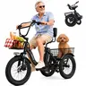 ESKUTE T300 Foldable Low Step-Thru Electric Trike for Adults - 1200W Motor, 624Wh 13Ah Battery, 18 inch 3.0 Fat Tires, 55 Mi Range, 18+ mph Speed, Rear Differential, Pedal/Assist/Throttle, Cargo Bike, Portable, 12 Months Compatibility, Labor Day Gift