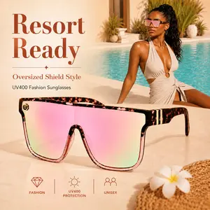 Summer Vibes Oversized Shield Polarized Sunglasses for Women Men, Modern Rich Girl UV400 Fashion Shades, Tinted Lenses for Beach Travel Sports Outdoor