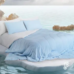 Cooling Comforter  Size, Double-Sided Cool Touch Cooling Blanket for Hot Sleepers, Q-Max 0.4 Summer Breathable Cooling Quilt, Oeko-TEX Certified, CS-KN1-BL
