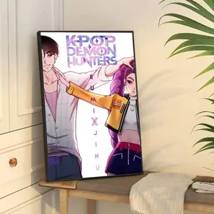 Kpop Demon Hunters Poster, Huntrix Fan Art Print, Korean Fantasy Wall Decor