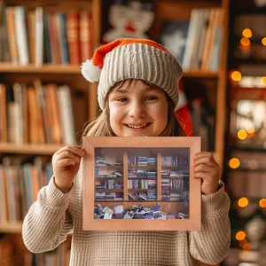 Mini Anxiety Relief Bookshelf with 200 mini books - Relief Gifts for Adults, Stress Relieving Mini Bookshelf Ornaments, Cute Desk Decor for Office, Home, Unique Gift for Book Lovers, Readers & Writers