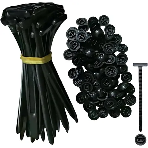 60PCS Black Nylon Universal Cable Tie Buckles - Self-Locking Holder, Bumper Retainer Clips, Car Plastic Rivets Fasteners, Engine Auto Repair Quick Fix & Hole Fastening Home Improvement Essential