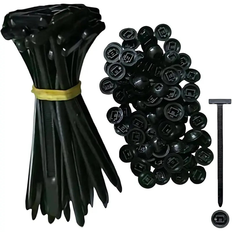 60PCS Black Nylon Universal Cable Tie Buckles - Self-Locking Holder, Bumper Retainer Clips, Car Plastic Rivets Fasteners, Engine Auto Repair Quick Fix & Hole Fastening Home Improvement Essential