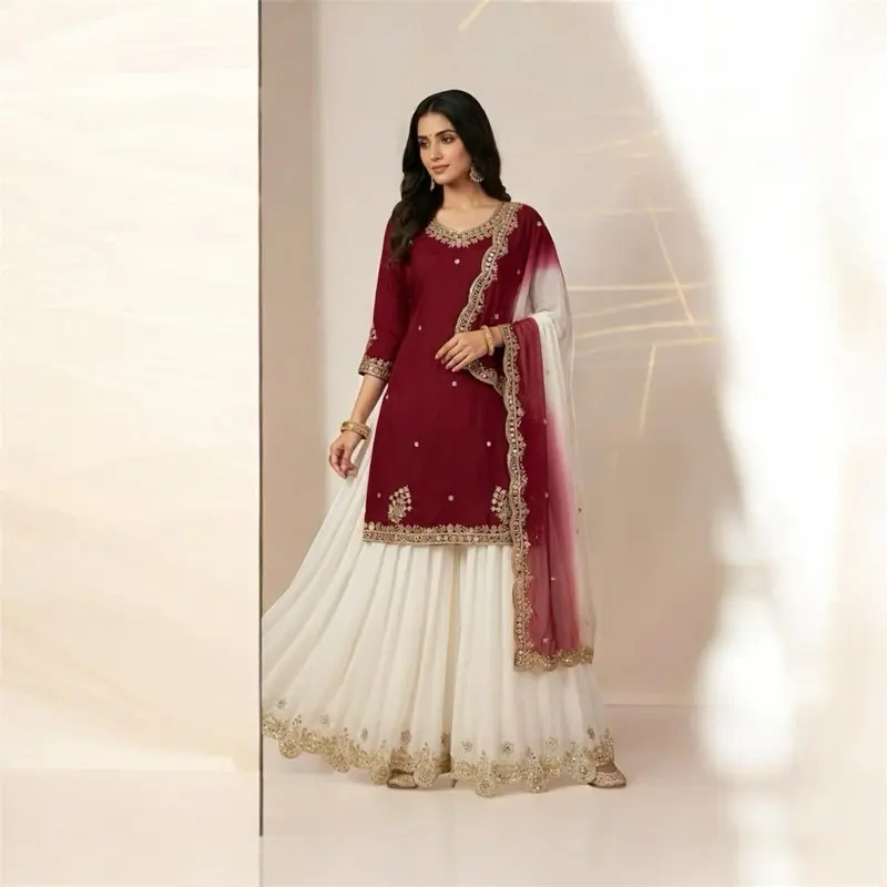 French crape garara suit party wear simple elegant look French crape garara suit party wear simple elegant look