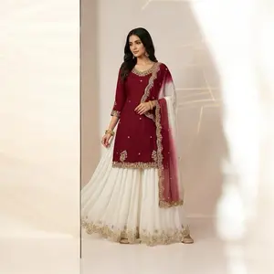 French crape garara suit party wear simple elegant look