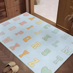 Letter Pattern Floor Mat, 1 Count Non-slip Floor Carpet, Rectangle Home Decorative Mat for Living Room Bedroom Study Room, Dirty-resistant Floor Mat