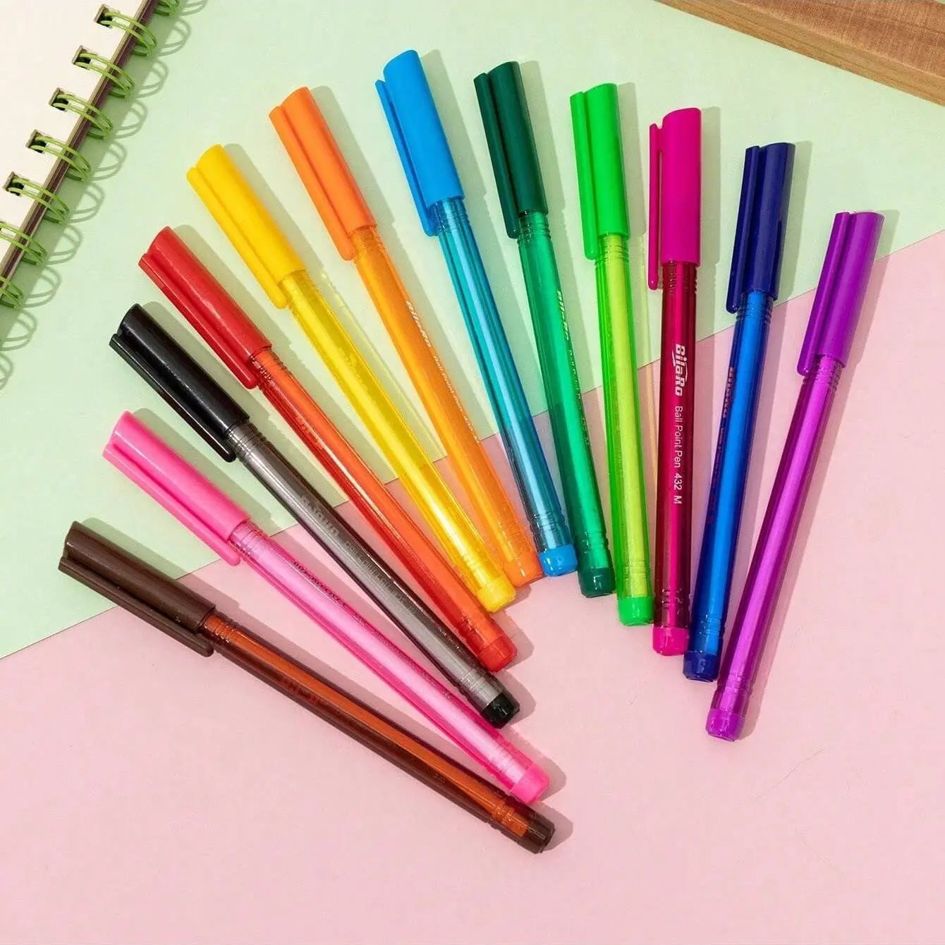12 Color Ballpoint Pens, Comfortable Grip, Smooth Writing, Triangular Pen Holder, Ideal for Students, Adults, Office, School Supplies