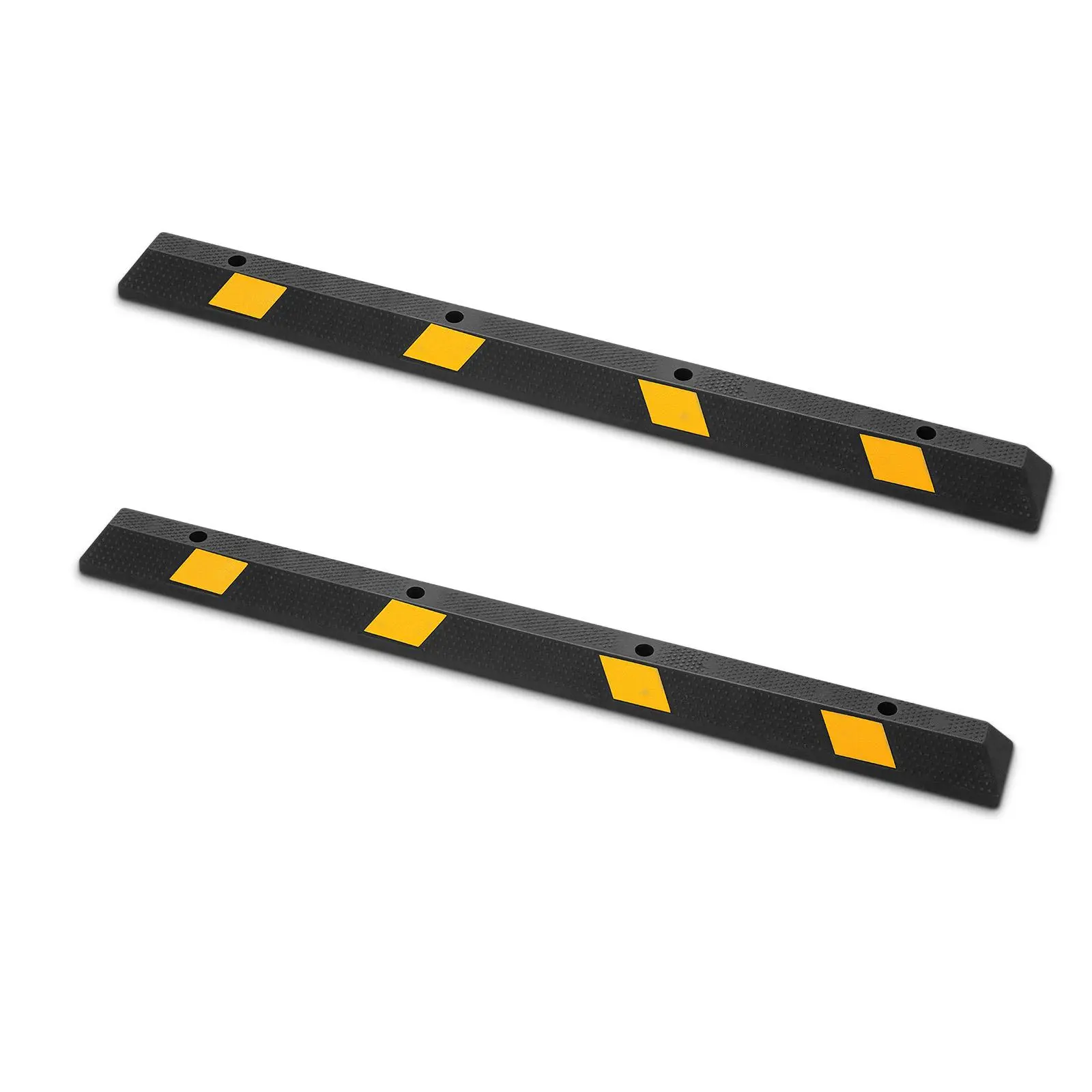 【Summerfinds】VEVOR 2-Piece 72-Inch Heavy-Duty Rubber Parking Stoppers, Pre-Drilled Garage Blocks with Reflective Strips, Higher Hardness Non-Slip Property Parking Aid for Cars, Vans, Trucks, Universal Fit