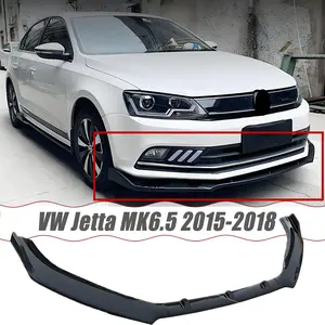 Front Bumper Lip Splitter Spoiler For VW Jetta MK6.5 2015-2018 Gloss Black 3pcs Accessories Air Chin Body Kit