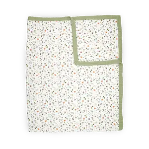 Cotton Muslin Quilted Throw - Garden Bees