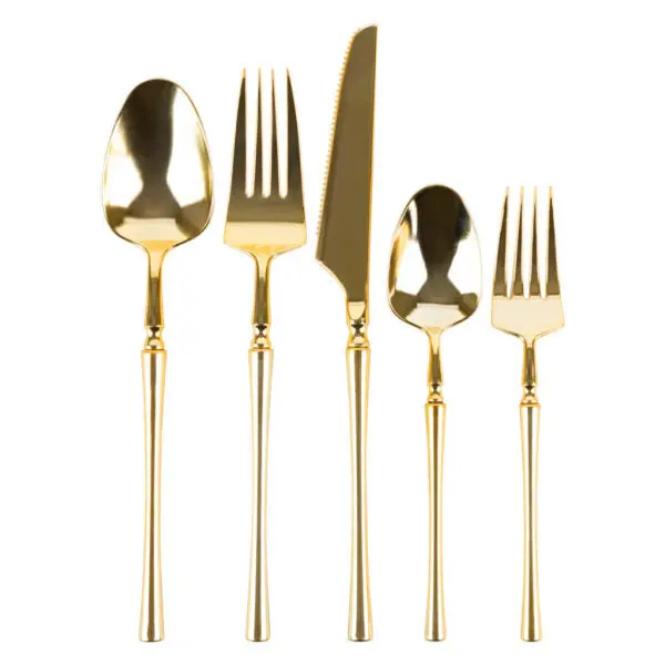 Infinity Collection Gold Disposable Flatware Set – 40 Pieces (Service for 8)