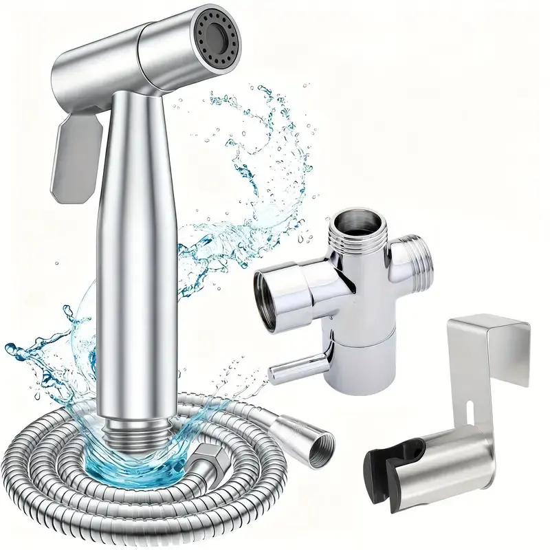 Handheld Shower & Bidet Set, Modern Bidet Sprayer, Easy Install Single-Hole Toilet Sprayer, Water-Saving Spray Gun, Flexible Hose, Chrome Finish, No External Connection, Toilet Bidet Attachment, Handheld Bidet Sprayer For Toilet