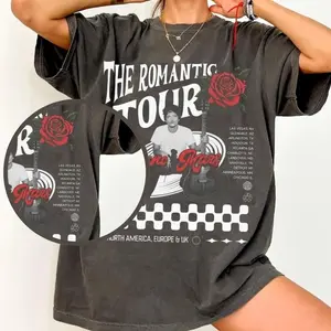 BM The Romantic Tour 2026 T-Shirt Vintage Graphic Concert Tee Unisex Cotton Music Fan Apparel Black