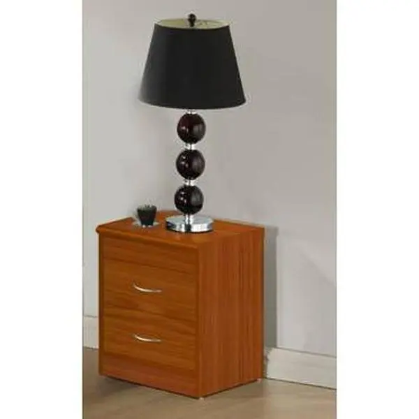 212 MAIN Cherry 2-Drawer Nightstand Bedside Table - Hodedah Hi917N Indoor Furniture with Wooden Tabletop and Drawer Storage Solution