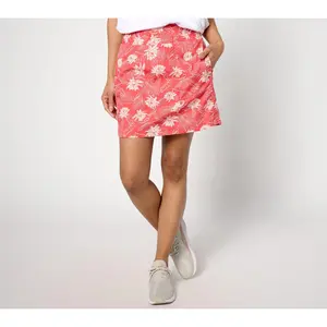 zuda Petite Stretch Woven Ripstop Printed Skort