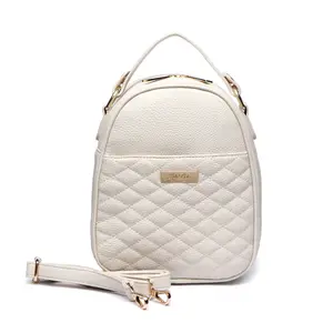 Luli Bebe Monaco Snack Bag | Insulated Quilted Lunch & Snack Tote with Adjustable Strap, Multiple Pockets & Luxury Vegan Leather Design | Pearl White