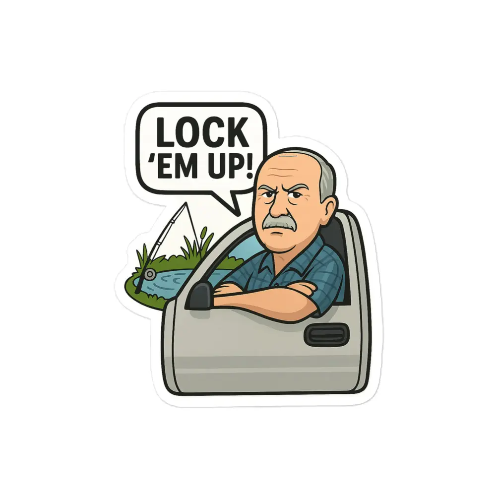Lock Em Up Tractor Sticker, Trey Permission Funny Fishing Decal, Angry Grandpa Meme Sticker, Viral Trend Farm Tractor Vinyl Gift