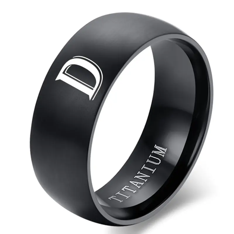 Men's Initial Signet Rings, 8.0mm Wide Band with Decorative Letter Engraving, Anti-Rust 316L Stainless Steel Jewelry, Initial Rings, Customized, Engravable A-Z Initial