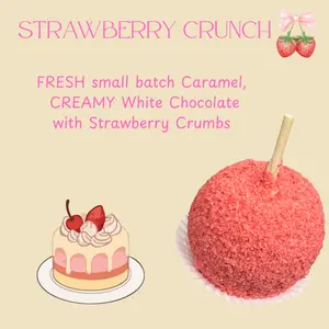 Copperpot Caramel Apple Strawberry Crunch Large Crisp Granny Smith Apple Coated in Signature Copper Pot Caramel Crafted Handmade Gourmet Treat for Gifting