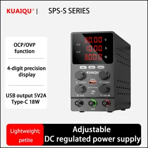 SPS3010S 30V 5A 10A 60V 120V3A 0-30V 0-10A adjustable DC regulated power supply, equipped with encoder knob, with OCP and OVP functions, supports dual fast charging, suitable for engineer laboratory testing and automotive maintenance.
