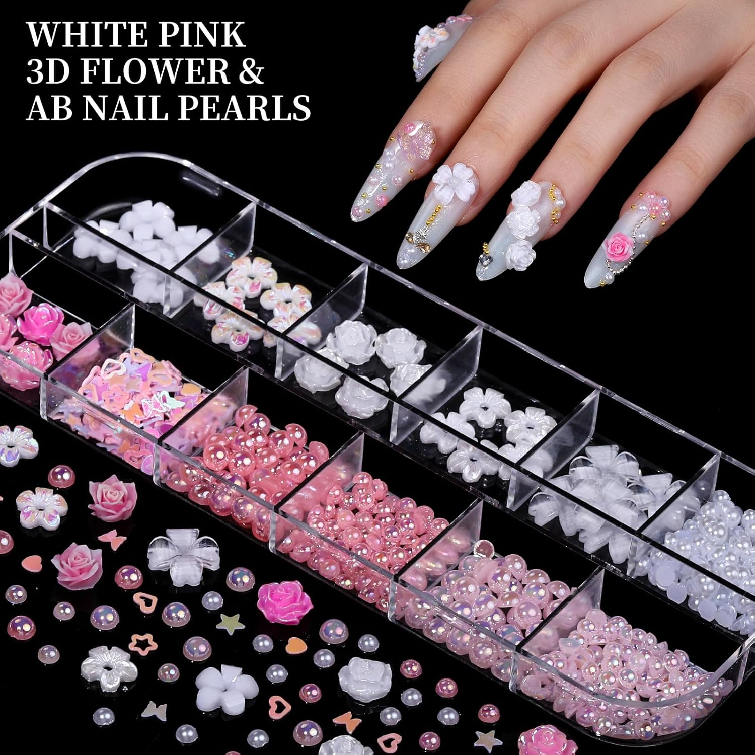 Nail Charms, Nail Rhinestones Kit with 8 Boxes of Nail Gems, 3D Charms for Nails, Colorful Clear Flatback Rhinestones, Multi Shape Pearls Jewels Crystals for Craft, Bedazzling Kit, Nail Supplies Nail Charms, Nail Rhinestones Kit with 8 Boxes of Nail Gems, 3D Charms for Nails, Colorful Clear Flatback Rhinestones, Multi Shape Pearls Jewels Crystals for Craft, Bedazzling Kit, Nail Supplies