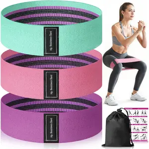 3-Pack Fabric Resistance Bands with 3 Resistance Levels for Legs & Glutes – Durable Exercise Loop Bands for Yoga, Pilates, Strength Training & Home Workouts – Compact & Easy to Carry