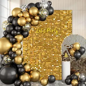 Shimmer Wall Panel Backdrop: 18PCS Sequins Backdrop Decoration Panels Stage Backdrops for Birthday Wedding Engagement Decoration Banners Ornaments