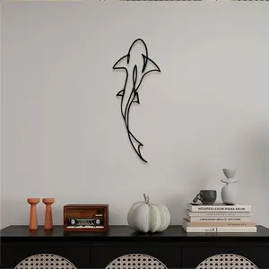 1pc Minimalist Shark Metal Wall Art, Modern Art Design, Minimalist Shark Statue Mural, Perfect for Modern Ocean Room, Clean Space, Simple Decor, Shark Week Decor, Ideal Gift for Marine Lovers