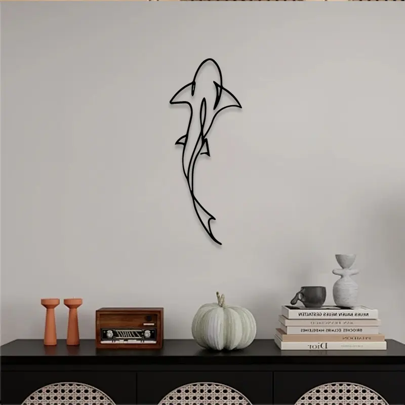 1pc Minimalist Shark Metal Wall Art, Modern Art Design, Minimalist Shark Statue Mural, Perfect for Modern Ocean Room, Clean Space, Simple Decor, Shark Week Decor, Ideal Gift for Marine Lovers