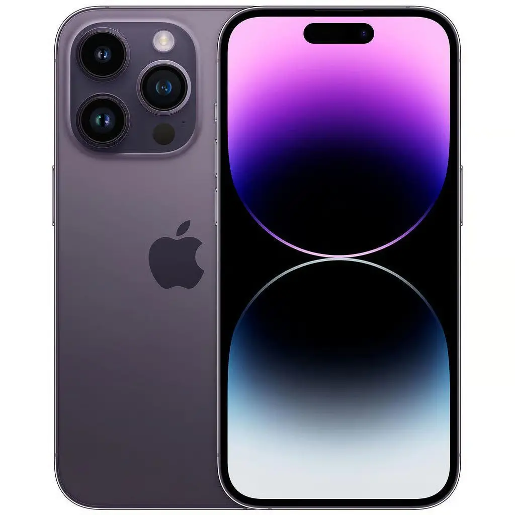 Refurbished iPhone 14 Pro Cellphone Smartphone - 128GB, Unlocked, Deep Purple, Good Condition, XDR Display, Compatible with Most Carriers, Includes Charger & Power Adapter