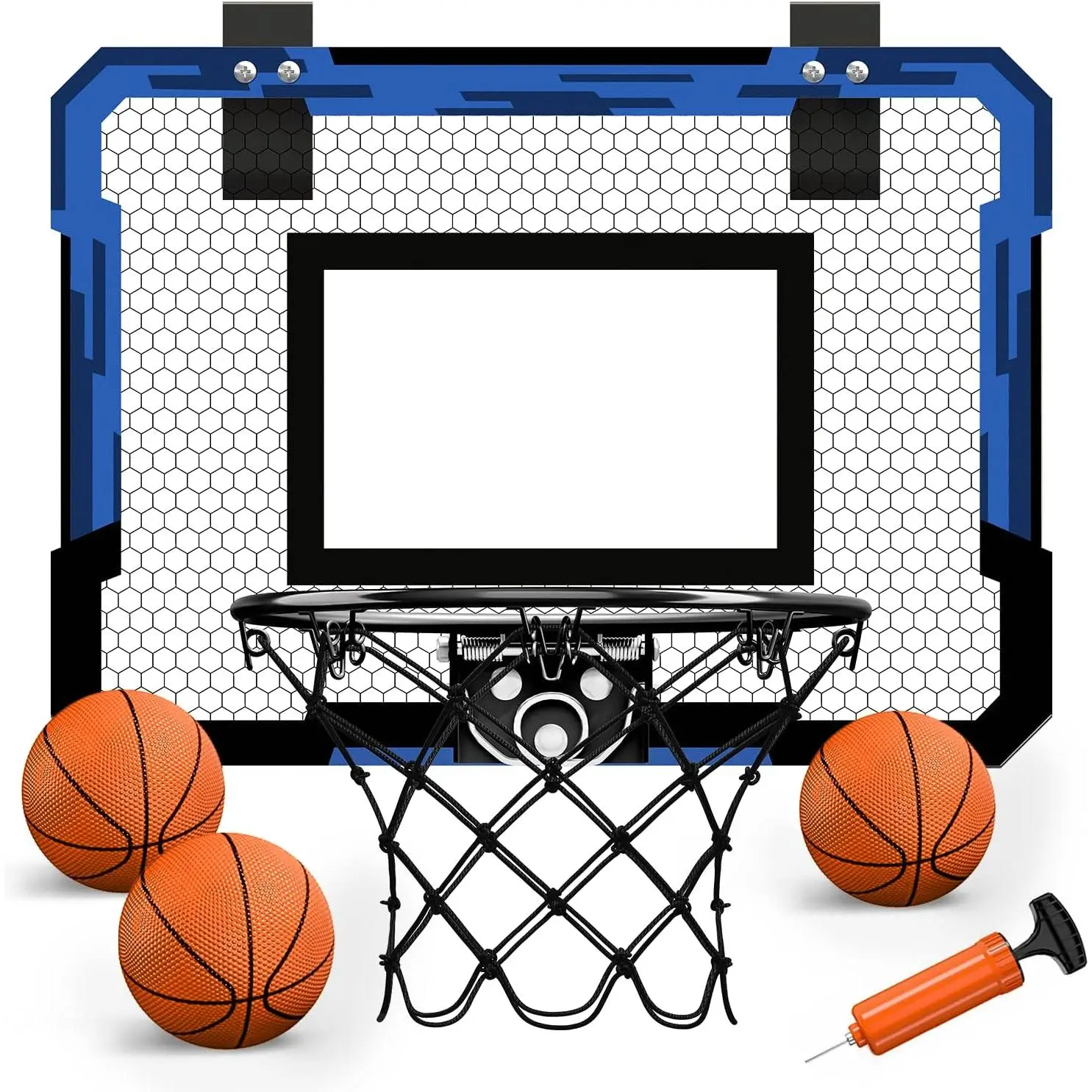 Mini Basketball Hoop, Over The Door Indoor, with 3 Balls/Inflator/Breakaway Rim, Basketball Toy Gifts for Kids and Adults, Suit for Bedroom/Office/Outdoor, Blue