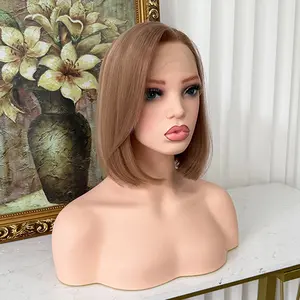 Lovestory Hazel Highlight Color Bob Wig Light Brown Highlight Synthetic Lace Front Wig Heat Resistant Glueless Lace Front Wigs for Women