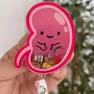 Kidney Shaker Badge Reel Funny Nurse Gift Cute Medical Charms ID Holder