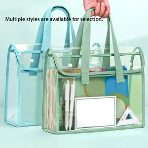 Large Capacity Clear PP Document Bag - Multi-Compartment Design, Fits Tablet, A4 Paper & Stationery - Durable Portable File Organizer with Visible Content Design