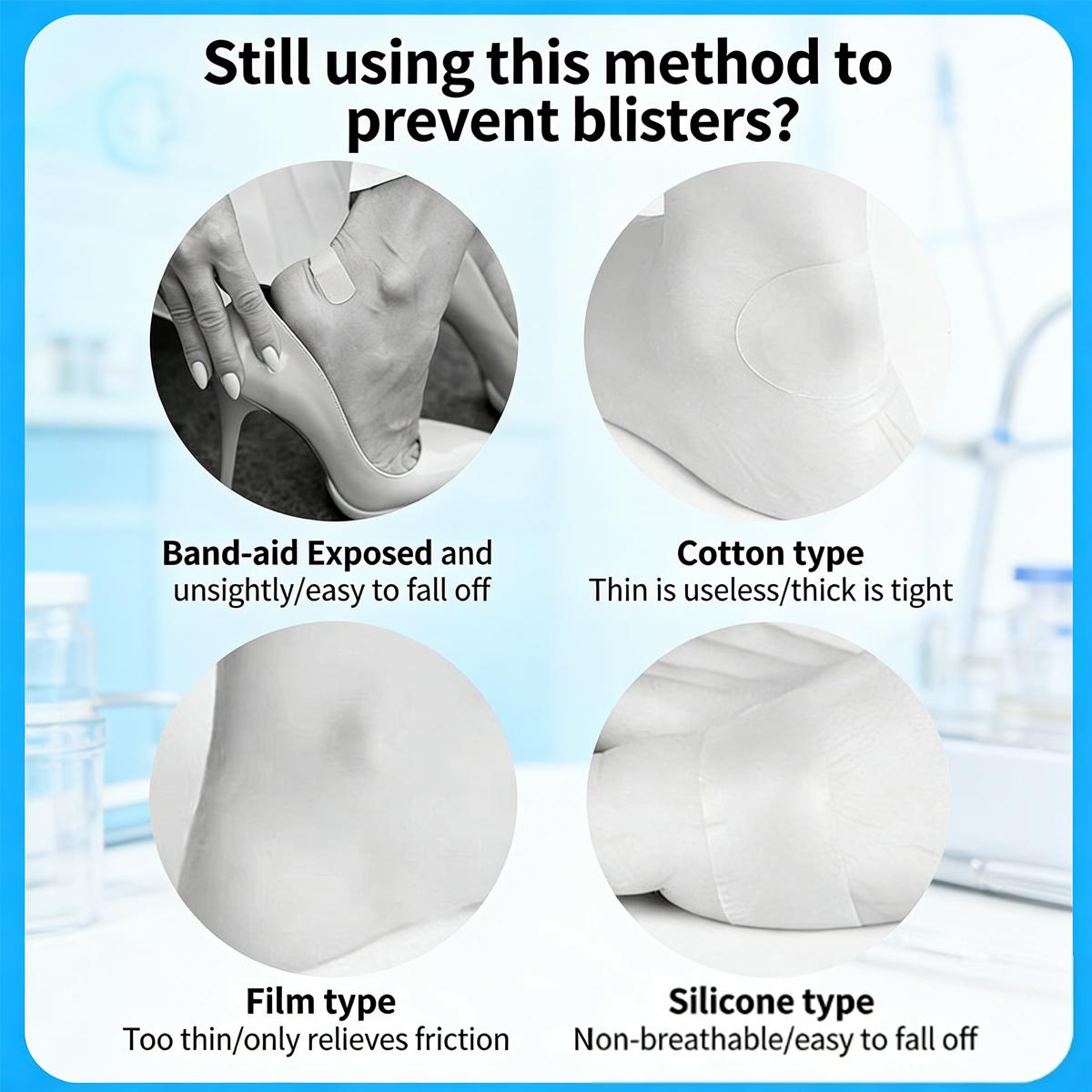 20 PCS Hydrocolloid Bandages for Feet, Blister Cushions Pads for Prevention Recovery, Water Resistant Adhesive Bandages for Heel, Toes, Daily & Travel Essentials (Variety Sizes)