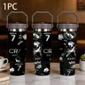 1pc 30oz Capacity Portable Tumbler, with C Ronaldo Theme Pattern, Dark Grey Sealed Lid with Square Handle, Stainless Steel Insulation, Practical Insulated Vacuum Mug, Suitable for C Ronaldo Fans, Stylish Tumbler