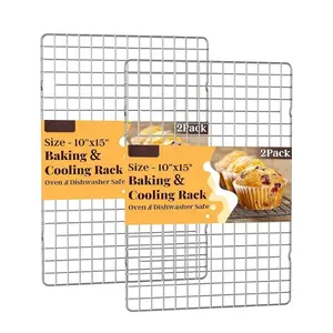 Cooling Racks for Baking 2 Pack 10x15 Inch, Stainless Steel Wire Rack for Oven Cooking, Baking, Roasting, Fits Sheet Pan