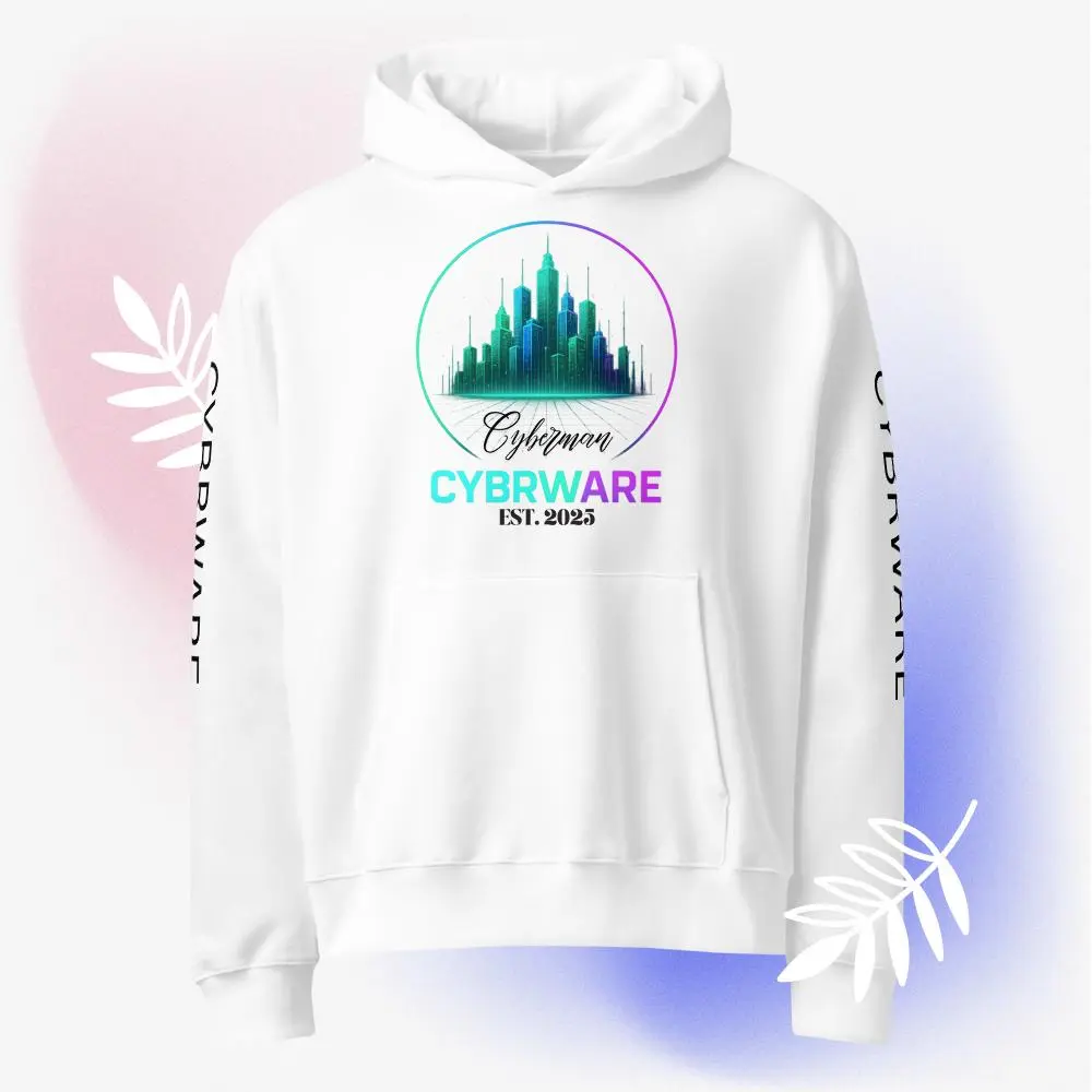 CYBRWARE Cyberman Skyline Hoodie – Unisex Oversized Streetwear Graphic Hoodie