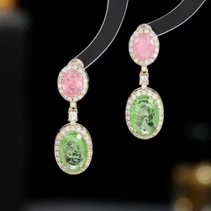 Multicolor Sparkly Drop Earrings: Fancy Lime Green and Teal Bejeweled Earrings for Women and Girls Female Male Casual Elegant Ethnic Retro Baroqu Fabric Plastic