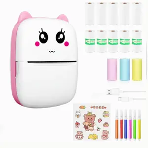 Portable Mini Printer, 1 Box USB Rechargeable Thermal Printer with Print Paper & Accessories, Portable Pocket Printer for Study Notes, Photos, DIY, Travel