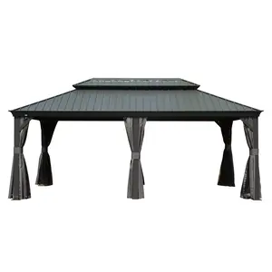 12x20 Hardtop Gazebo Large Outdoor Metal Gazebo with Galvanized Steel Double Roof Canopy Aluminum Frame Curtains Netting for Patio Deck Garden Backyard Party Grey, Home Furniture and Household Product Search Terms for US Online Shopping