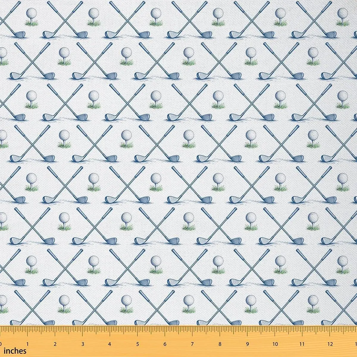 Golf Fabric Golf Club Upholstery Fabric Sport Game Athlete Grass Leaf Branches Decorative Fabric Men,Waterproof Outdoor Fabric,Craft Patchwork,,White